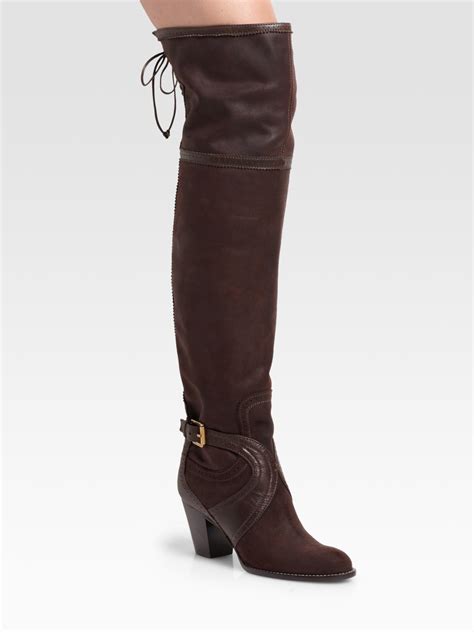 dior brown boots|dior thigh high boots.